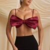 Strapless Bow Crop Top in Wine Red